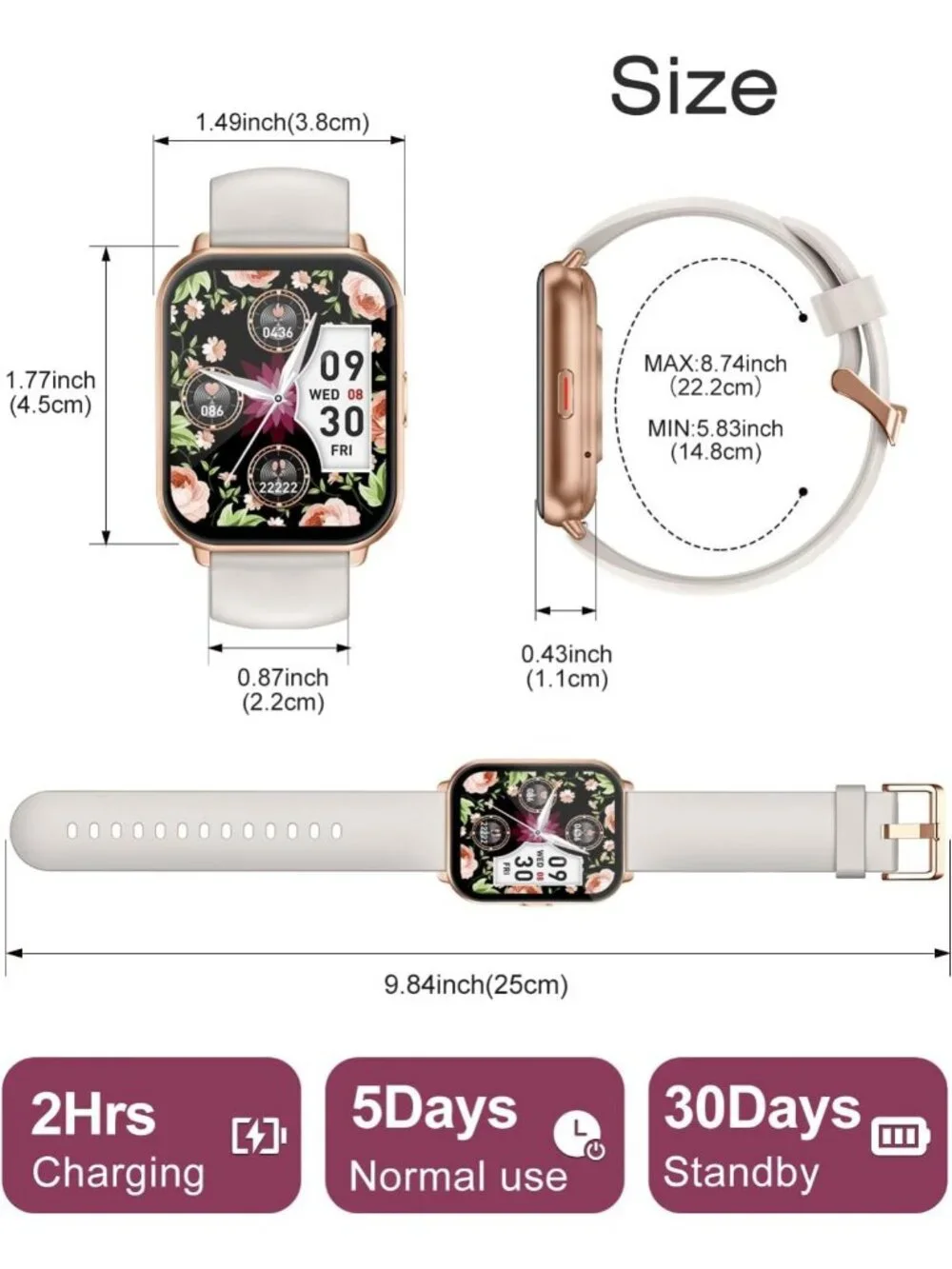 Stylish Smart Watch for Men & Women - Call Function, Sport & Metal Bands, Gold